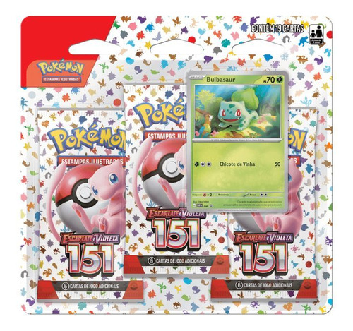 Blister Triplo Pokémon Coleção 151 Bulbasaur - Copag