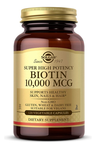 Biotina 10000 Mcg Solgar 120 Cap Vegetales Naturales