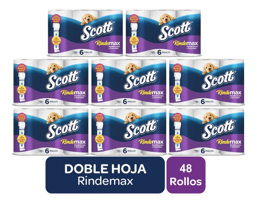Papel Higiénico Scott Rindemax Doble Hoja 22mts X 48 Rollos