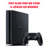 Ps4 Playstation 4 Semi Novo Slim 500gb 1 Controle Original 2 Jogos De Brinde 