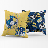 Par De Almofadas Futebol Goal Estampadas Cheias 45cm X 45cm