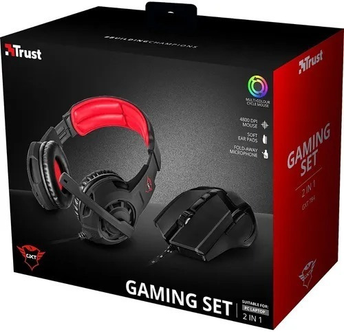 Combo Mouse + Audifonos Trust Gaming Set 2 En 1 Rojo Gxt 784