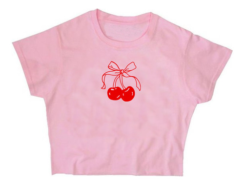 Remera Moño Cerezas Corta Pupera Coquette Aesthetic Cute 