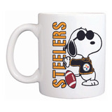 Taza Blanca Steelers Pittsburgh. Snoopy