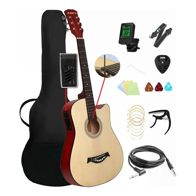 Kawes Guitarra Electroacústica 38 Pulgadas Para Diestros , 38in Eléctrica Guitarra Acústica Tilo 6 Cuerdas Con Funda Y Accesorios | Envío gratis