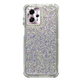 Funda Uso Rudo 360 Con Glitter Para Moto G53 + 2 Micas Glass