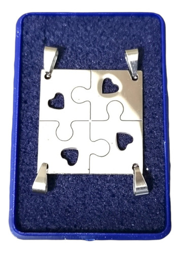 Dije Puzzle Compartir Corazon X4 Acero Quirúrgicoc/4 Cadenas