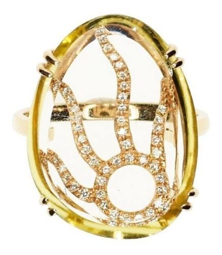 Anillo Diamantes Yellow Hydro  Diseño - Oro Rosado 18 Kts.