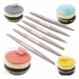 Set De 6 Estecas De Silicona Para Reposteria Porcelana Fria Fondant