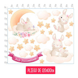 Vinilo Set Conejos Bebé Nombre Sticker Decoración