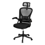 Silla Ejecutiva Ergonómica De Oficina Deli Repozabezas Curvo Color Negro Material Del Tapizado Malla Elástica