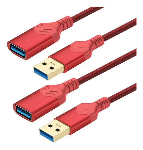 2 Cables De Extension Usb 3.0 Macho A Hembra | Rojo / 1,5m