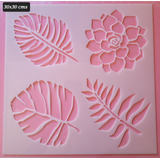 Stencil Plantilla 30x30 Hojas Flor 4 Diseños Pared Piso