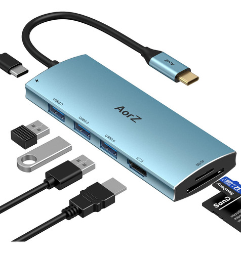 Hub Usb C, Adaptador Usb A Hdmi Multipuerto Aorz Usb C Dongl