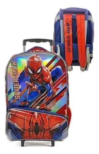 Mochila Infantil Carro Spiderman Hombre Araña 17 PuLG