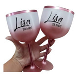 Kit 6 Taça De Gin Degradê Rose Gold  Personalizada