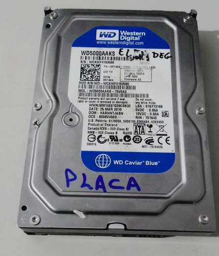 Placa Lógica Hd Desktop 500gb Wd5000aaks