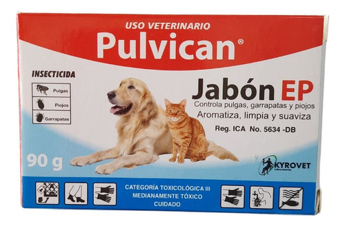 Jabon Insecticida Pulvican X 90 Gr Perros Gatos