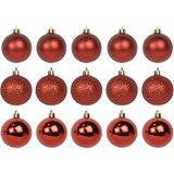 Kit 30 Bolas De Natal Mista 3cm Dourada Vermelha Decoração