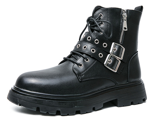 Botas Chelsea Gothic Biker Negras Para Hombre