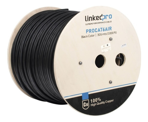 Cable Ftp Acero 305m Cat6+ Calibre 23 Negro Intemperie