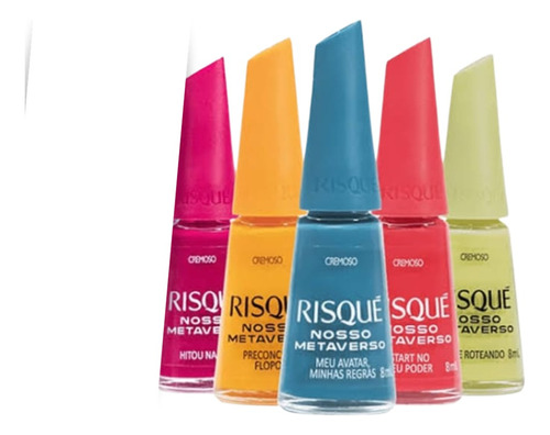 Kit 5 Esmaltes Risque Coleção Nosso Metaverso Unhas Pedicure