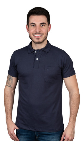 Camisa Gola Polo Masculina Fit Algodão Com Bolso