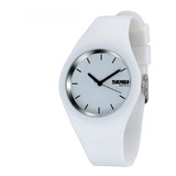 Reloj Silicona Dama Moda Skmei Ultra Delgado Color Blanco