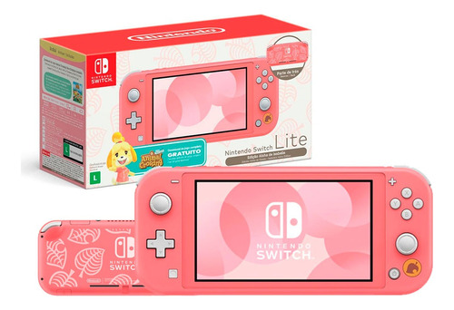 Console Nintendo Switch Lite Edição Limitada Animal Crossing: New Horizons Coral 32gb