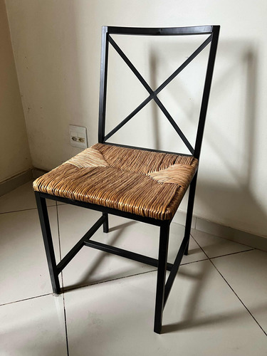 Cadeira De Ferro Com Assento De Vime (kit De 6 Cadeiras).