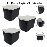 03un Porta Ração 15kg Pet Pote Container Tampa Anti-formiga Cor Preto