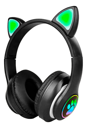 Audifonos Bluetooth Diadema Luz Led Gato Orejas Kawaii