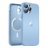 Capa Luxo Glass P/ iPhone 14 Pro Max Magsafe Cor Azul-sierra