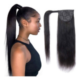 24 Straight Ponytail Human Hair 55cm Black 100g Aa