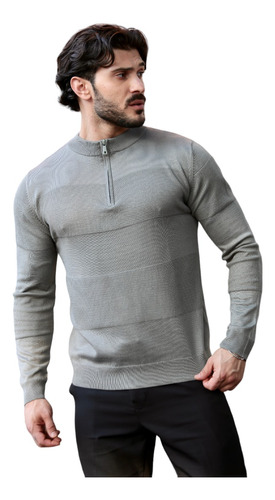 Blusa De Frio Suéter Masculino Lã Tricot Com Zíper