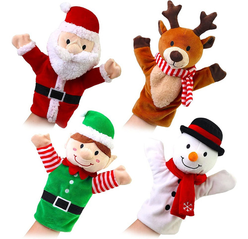 Marionetas De Mano De Navidad Plushible | Santa, Elfo, Muñec