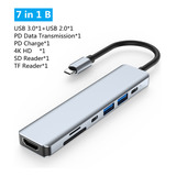 Hub Tipo C 7 Em 1 Macbook Hdmi 4k Usb 3.0 Usb-c Pd Cartão Sd