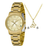 Kit Relógio Lince Feminino Dourado Lrgj142l Kn67c2kx