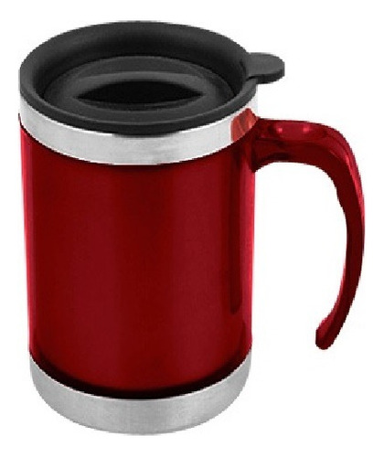 Mug Térmico Verde De Doble Pared Aislante Con Tapa Pull-up