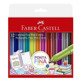 Caneta Ponta Porosa Faber-castell Fine Pen 0.4mm - 12 Un