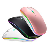 Mouse Sem Fio Bluetooth E Wireless Usb Recarregável Led Rgb Cor Cinza-claro