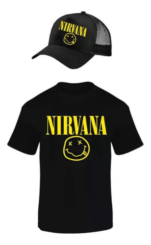 Combo Remera - Gorra - Nirvana Rock - Moda - Unisex Musica