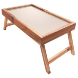 Woodart - Mesa De Cama De Madera De Teca Con Patas Plegables