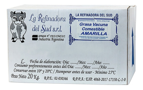 Grasa Vacuna Refinadura Del Sud (20 Kg. )