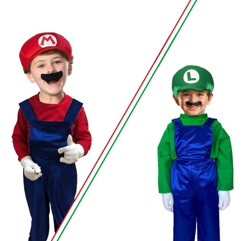 Cosplay Mario Bross Niño Luigi Superheroe Disfraz Juegos
