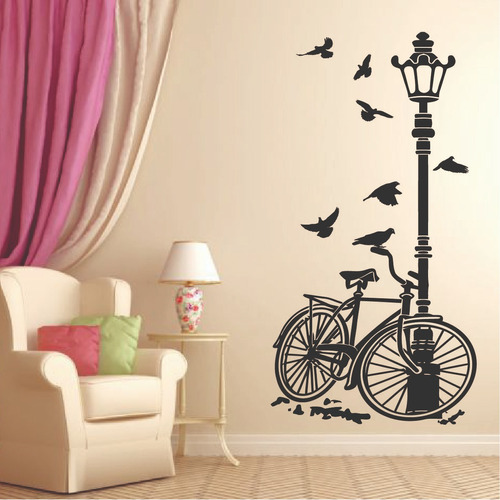 Bici Y Farol En Vinilo Decorativo Por Malénika