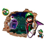 Decoración Cuarto Pared Rota Luigis Mansion Gamer 65x55