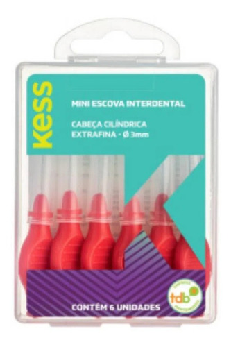 Escova Interdental Cilíndrica Kess 3mm Com 6 Unidades