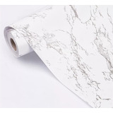 Papel Tapiz Con Adhesivo Vinilico Mármol Blanco Rollo 10 M