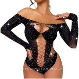 Body Manga Larga Con Strass Brillos Diseno Exclusivo 